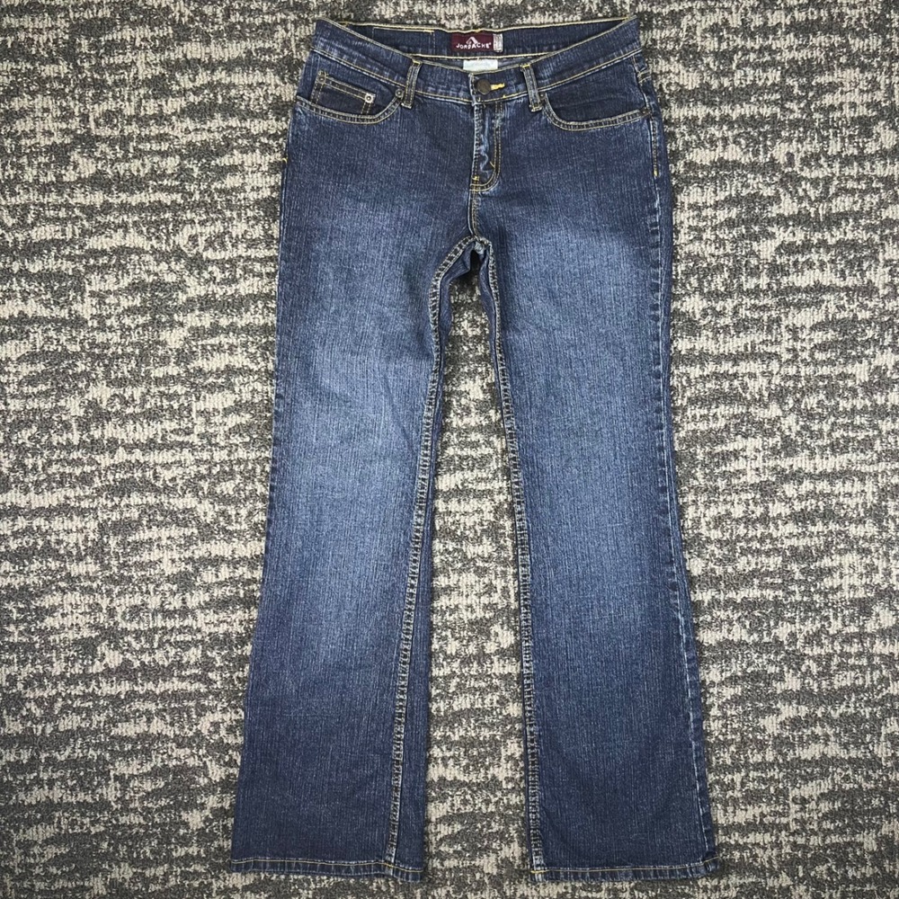 Jordache Jeans Women 7/8 Blue Low Rise Stretch Bootcut Y2K Dark Wash 102152Q5O